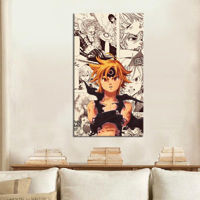 Аниме-фигурка «Семь смертных грехов» Dragon's Sin of Wrath Meliodas, мультяшная живопись, настенная картина, декор для гостиной