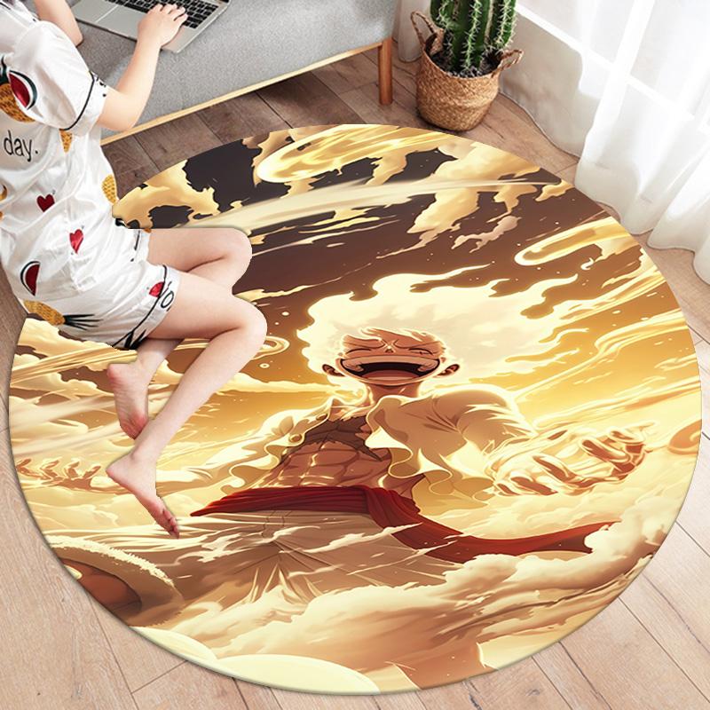 One Piece Gear Round Area Rug Carpet Rug For Living Room Bedroom Sofa Playroom Decor Nonslip Floor Mat