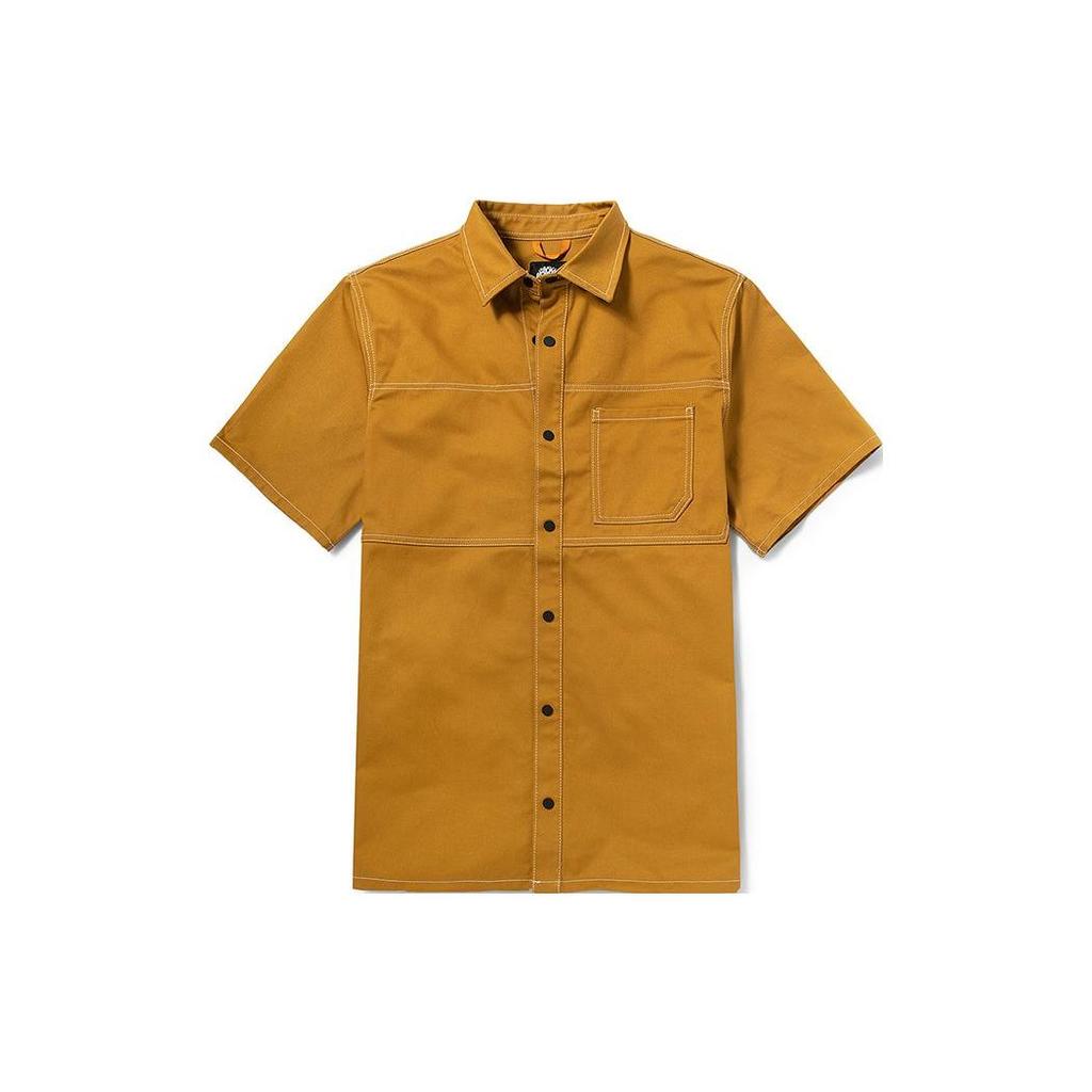 Timberland Outdoor Solid Color Single-Breasted Casual Work Short Sleeve Shirt Men Shirts Wheat A2D5SP47
