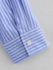 2025 Spring Women's European & American Style Blue Striped Shirt with Versatile Pocket