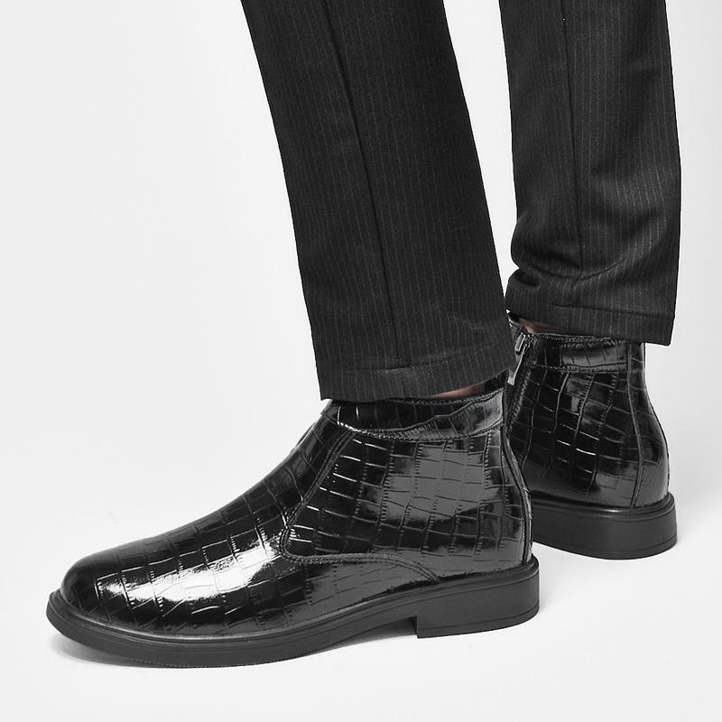 Модные зимние бархатные ботинки челси на платформе для мужчин, роскошный бренд, деловые, формальные, высокие, кожаные туфли, мягкая подошва, удобная рабочая обувь