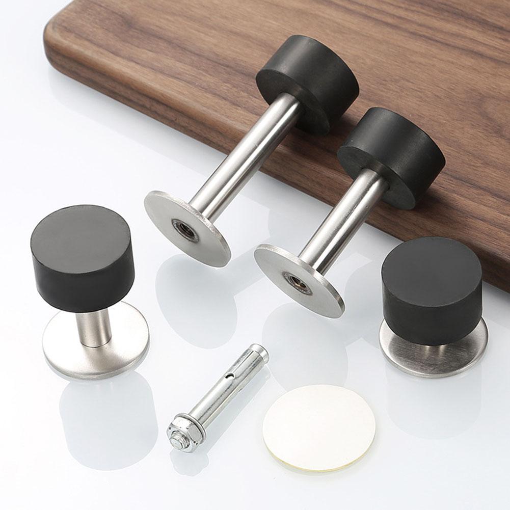 Бесшумный резиновый дверной упор с защитой стен в раме из нержавеющей стали