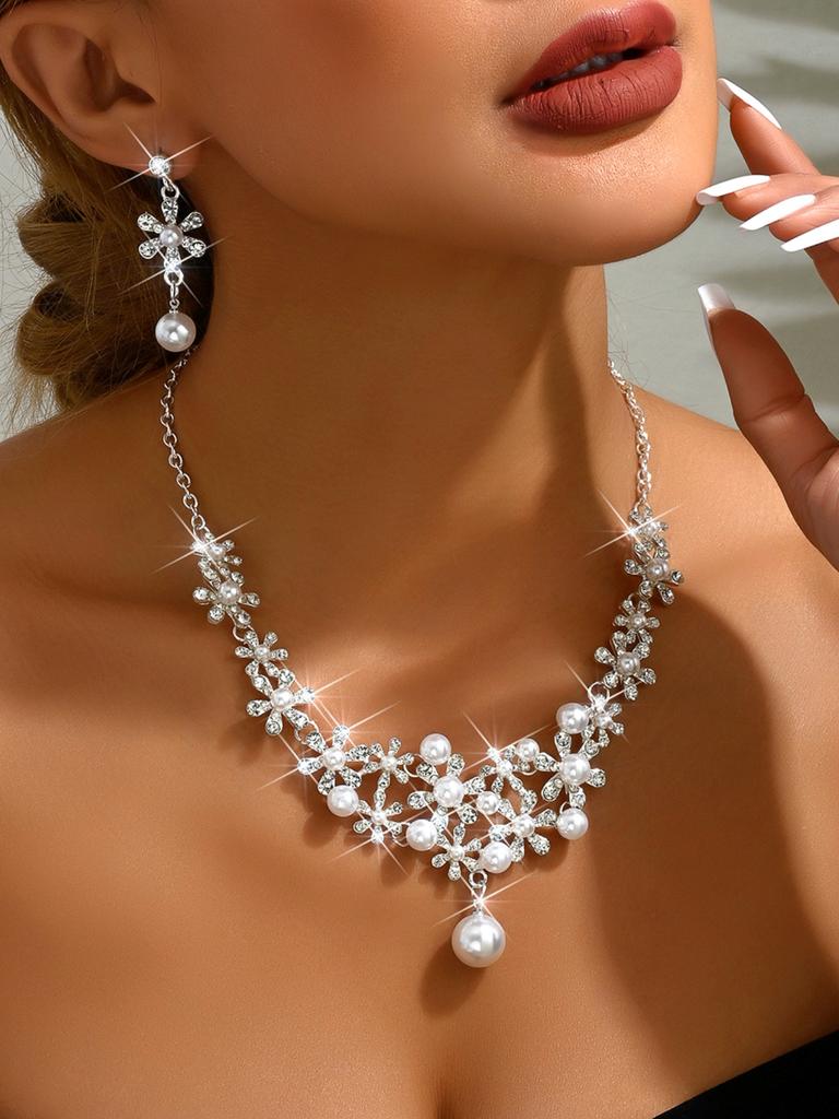 3 модных женских цирконовых серег с ожерельем Цирконовый набор для свадеб, банкетов, вечеринок и праздников