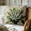 Elegant Lily Of The Valley Pillow Cover Vintage White Floral Botanical Print Cushion Case For Sofa Bed Couch Boho Home Decor