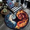 Круглый ковер Инь-Ян с тигром, Ковер для гостиной, спальни, дивана, игровой комнаты, Нескользящий коврик для пола
