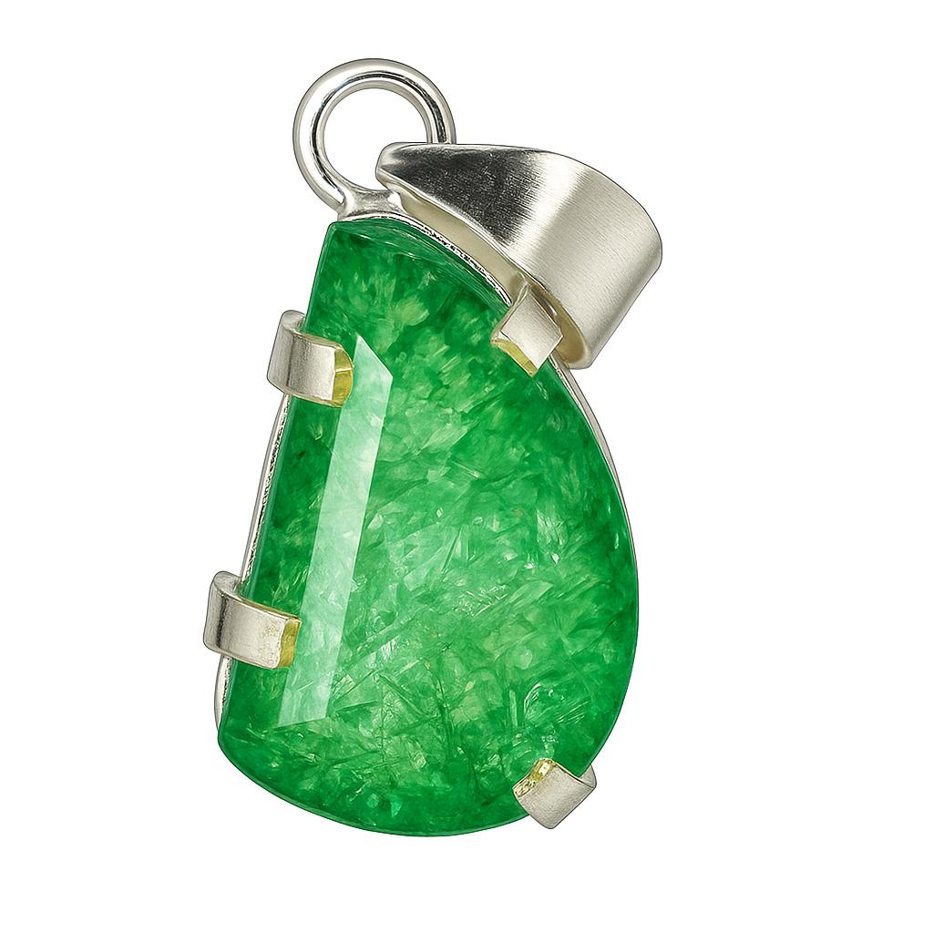 СЕРТИФИЦИРОВАННЫЙ 33,5 карат Натуральный Зеленый Изумруд 925 Стерлинговое Серебро Фантазийный Подвеска с Камнем