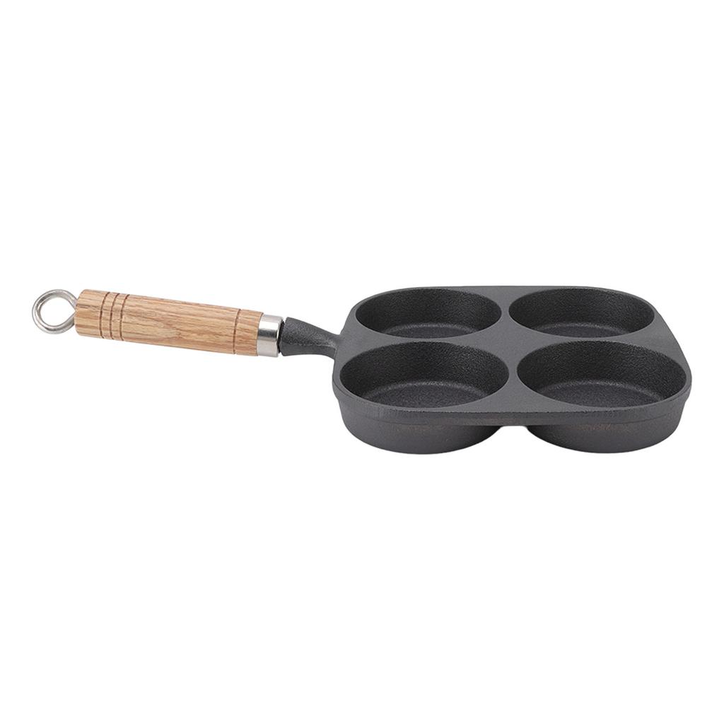 Egg Pan 4 Cup Egg Frying Pan with Wooden Handle for Breakfast Pancakes Omelettes