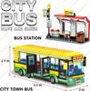 Hot City Car Yellow Passenger School Bus Station Public Vehicle Sets Figures Bricks Model Building Blocks Diy Toys For Boys Gift