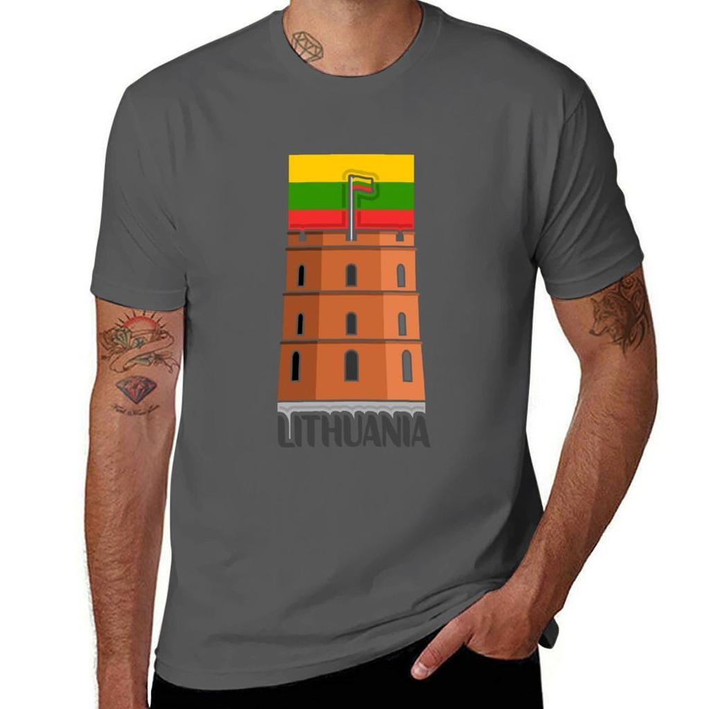 Lithuania Souvenir Landmark Lithuania Flag Travel Tshirt Big And Tall Short Sleeve Tee Tshirt