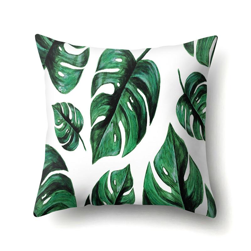 Polyester Pillowcase Ins Style Plant Flowers Nordic Printed Peach Leather Velvet Cushion Cover Sofa Waist Cushion Cover