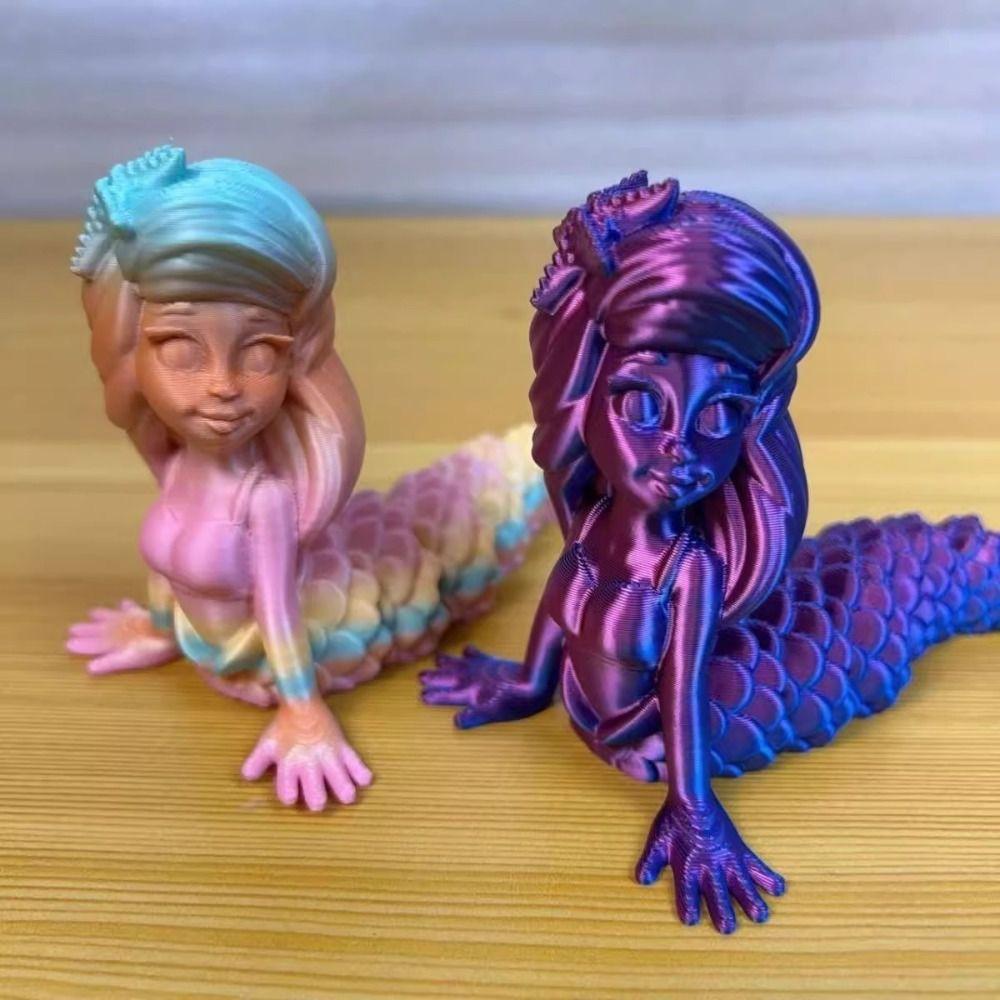 Пластиковая 3D-печатная фигурка русалки, многосуставная, 6 цветов, настольные украшения русалки, подвижная шарнирная игрушка-непоседа