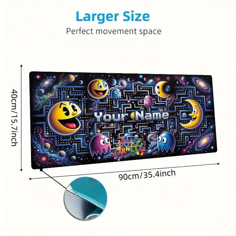 Pac-Man Custom Name Large Size Mouse Pad Large Gaming Table Cushion Non-slip Laptop Tablet Big Mousepad XXL Mat Mini PC Playmat With Lock edge