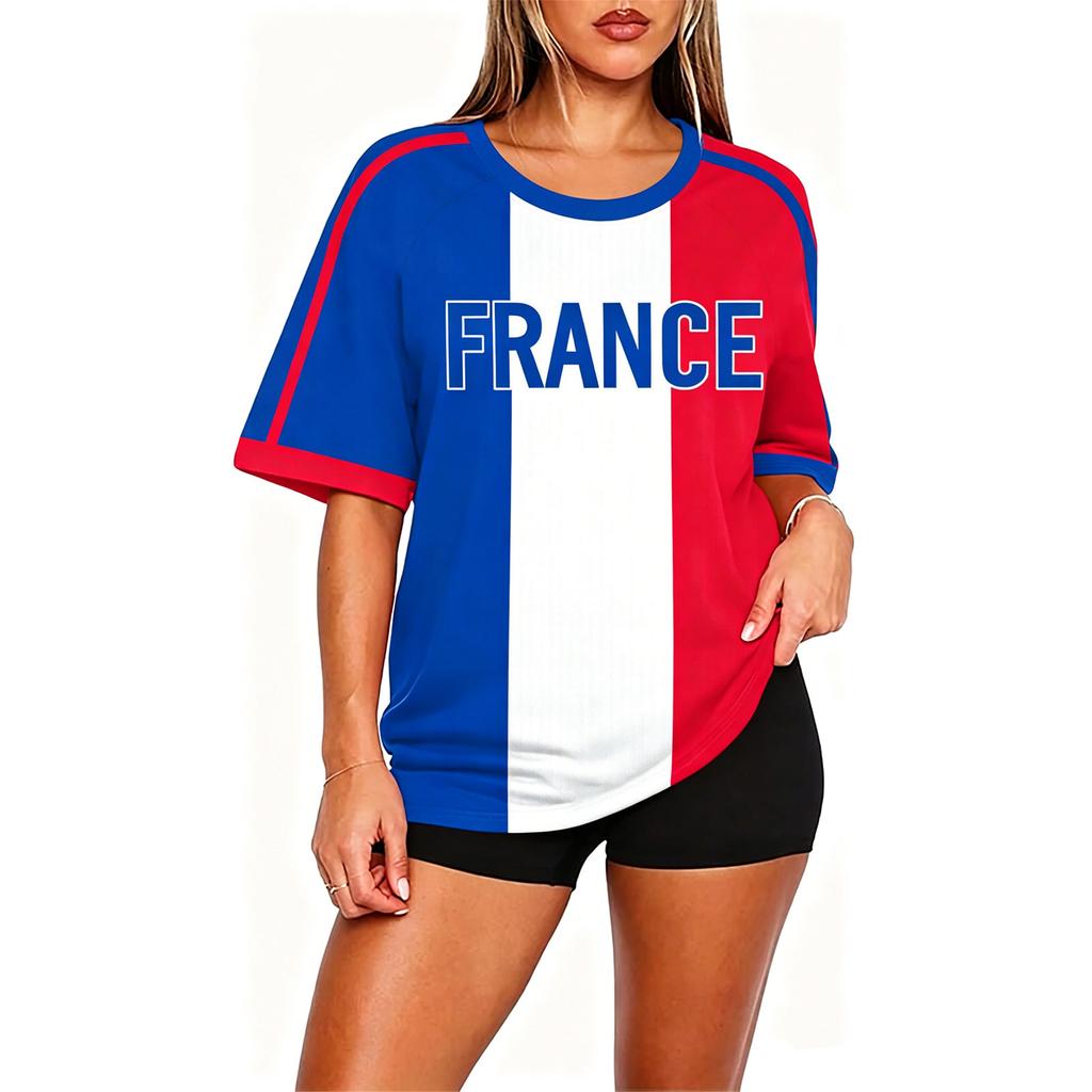 Women's Round Neck Soccer Top for Football Fans