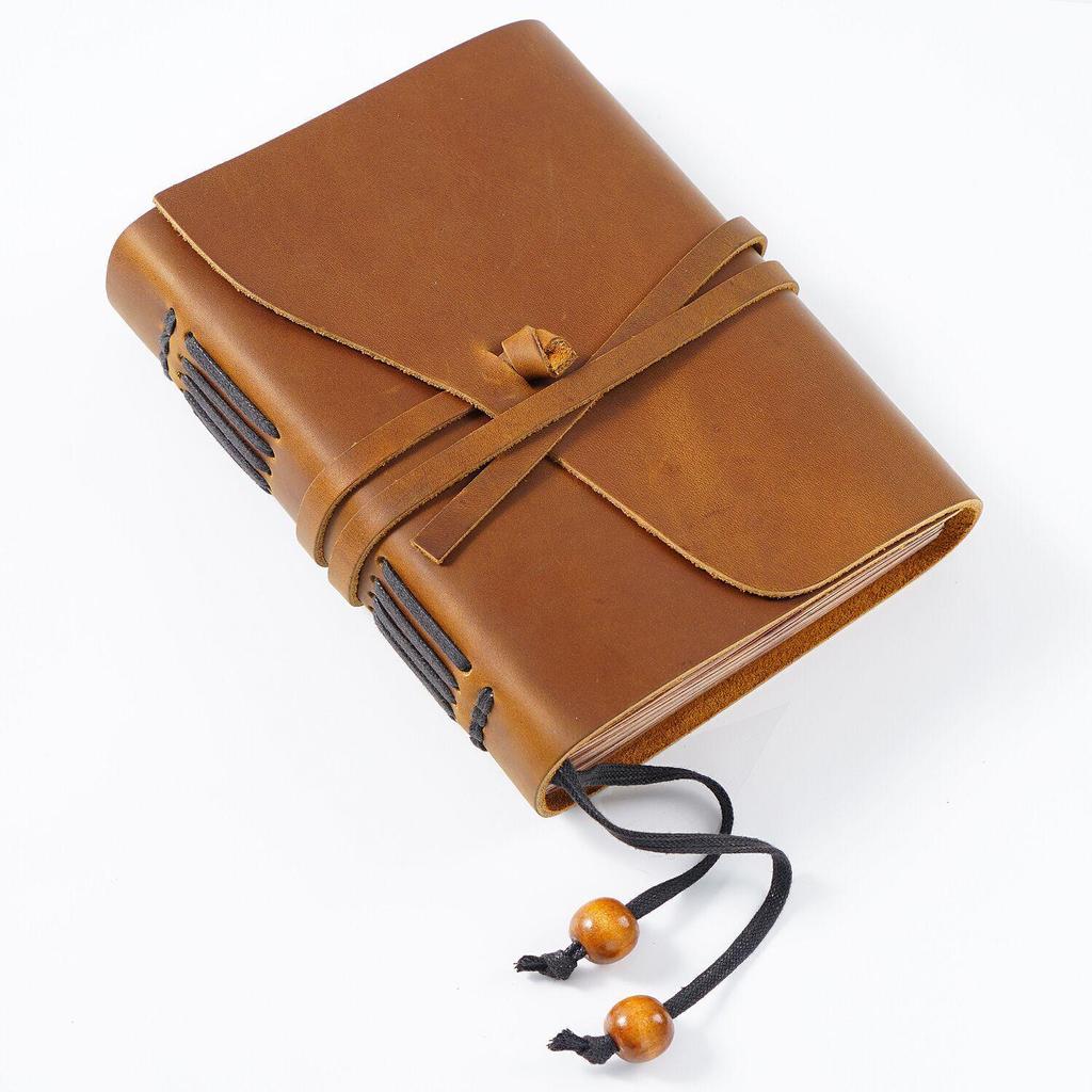 Retro Traveler's Genuine Cowhide Leather Loose-leaf Notebook - Magic Diary and Notepad