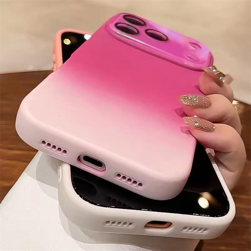 Большой чехол с градиентом конфетного цвета для iPhone 17 16 15 14 Pro Max 13 12 Air Plus Жидкий силикон Ударопрочная задняя крышка