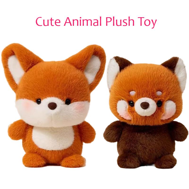 Cute Fox Plush Toy Soft Kawaii Raccoon Plushie Toy Cute Animal Table Doll Ornament Companion Doll Birthday Christmas Gifts