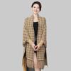 Tassel Knitted Shirt Women Fashionable Plaid Marten Like Cloak Cape Small Fragrant Sweater Cape Coat Autumn and Winter Poncho