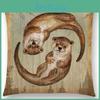 Elegant Bird Blue Whale Hedgehog Moonlight Owl Bat Bee Octopus Cushion Cover Pillow Case