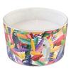 [Q7710] - Multicolored 'Tropical' Decorative Candle (Toucan - Cockatoos) 3 Wicks - 13x8. 5cm