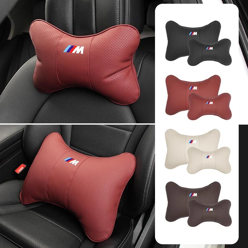 LRPOS1 New 2025 Leather Car Seat Headrest Memory Foam Comfort Neck Pillow Auto Interiors For BMW M X1 X3 X5 F30 F10 E90 F20 E46 E60 E70