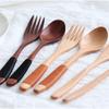 Natural Wooden Spoon Fork Dinner Kit Rice Soups Utensil Cereal Handmade Home Tableware Dinnerware Cutlery for Kicthen