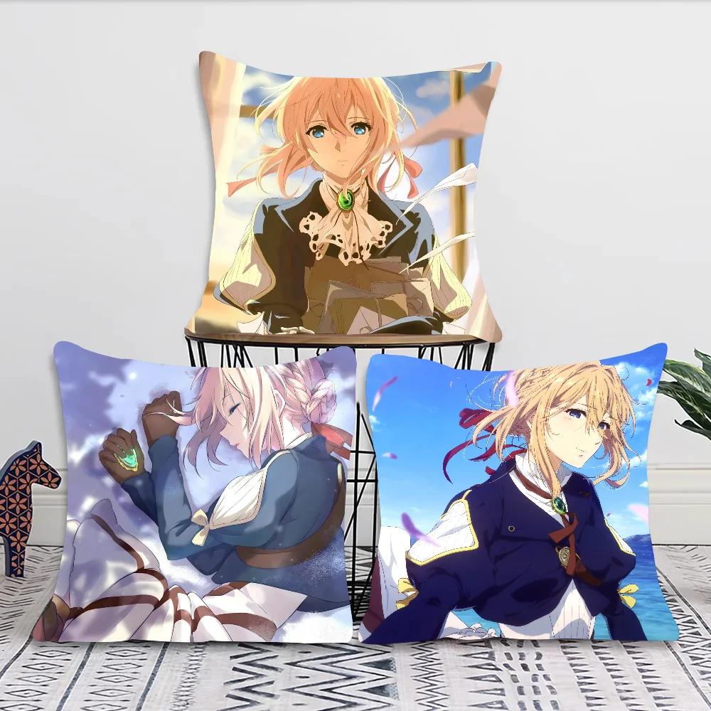 Фиолетовый Вечный Сад Анимационный Фильм Наволочка Квадратная Подушка Спальня Диван Досуг Комфорт Подушка Автомобиль Гостиная Домашнее Украшение