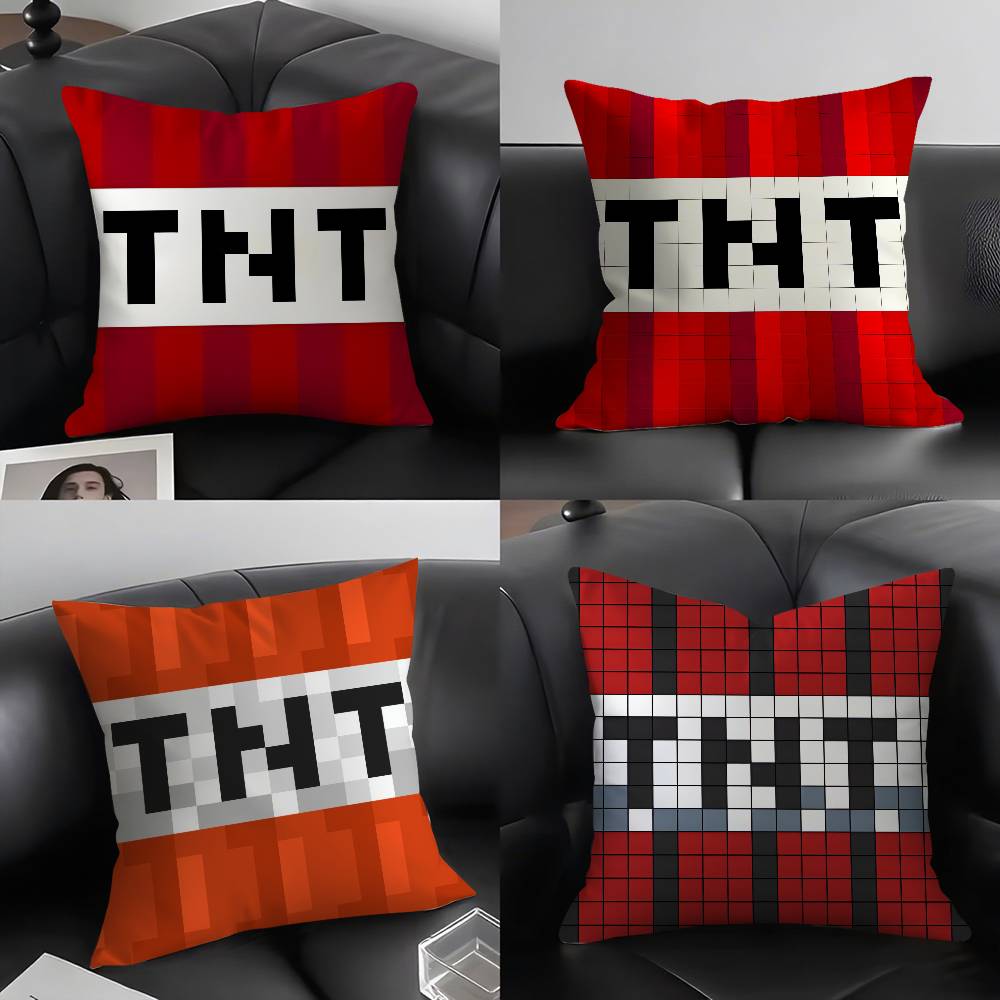 Game T-TNT Block Explosion Pillow Case Plush Fabric Soft Double-Sided Printed Sofa Warm Winter Home Gift Cushion Cover