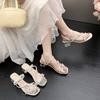 Transparent Cool Slippers Summer New Wear Thick Heel Fashion Versatile Bow Sandals Women