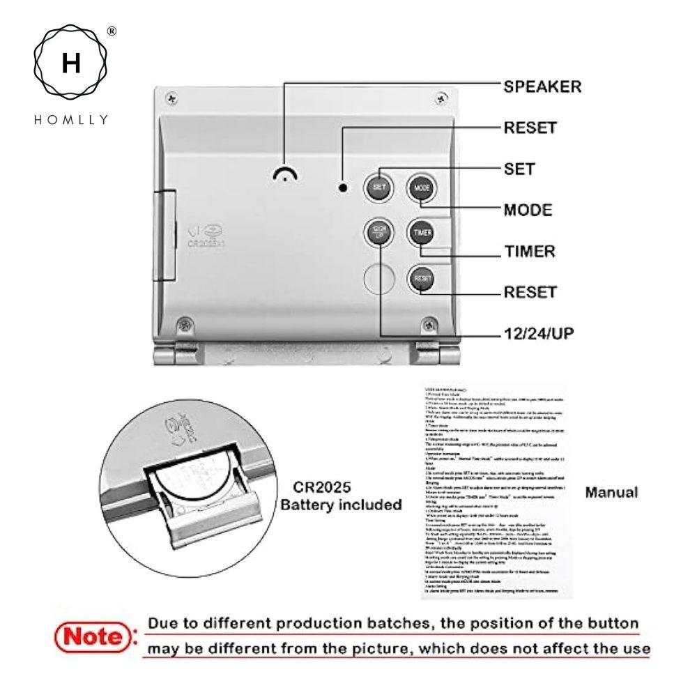 Homlly Slim Digital Travel Alarm LCD Clock with Calendar Timer Temperature Snooze Mode
