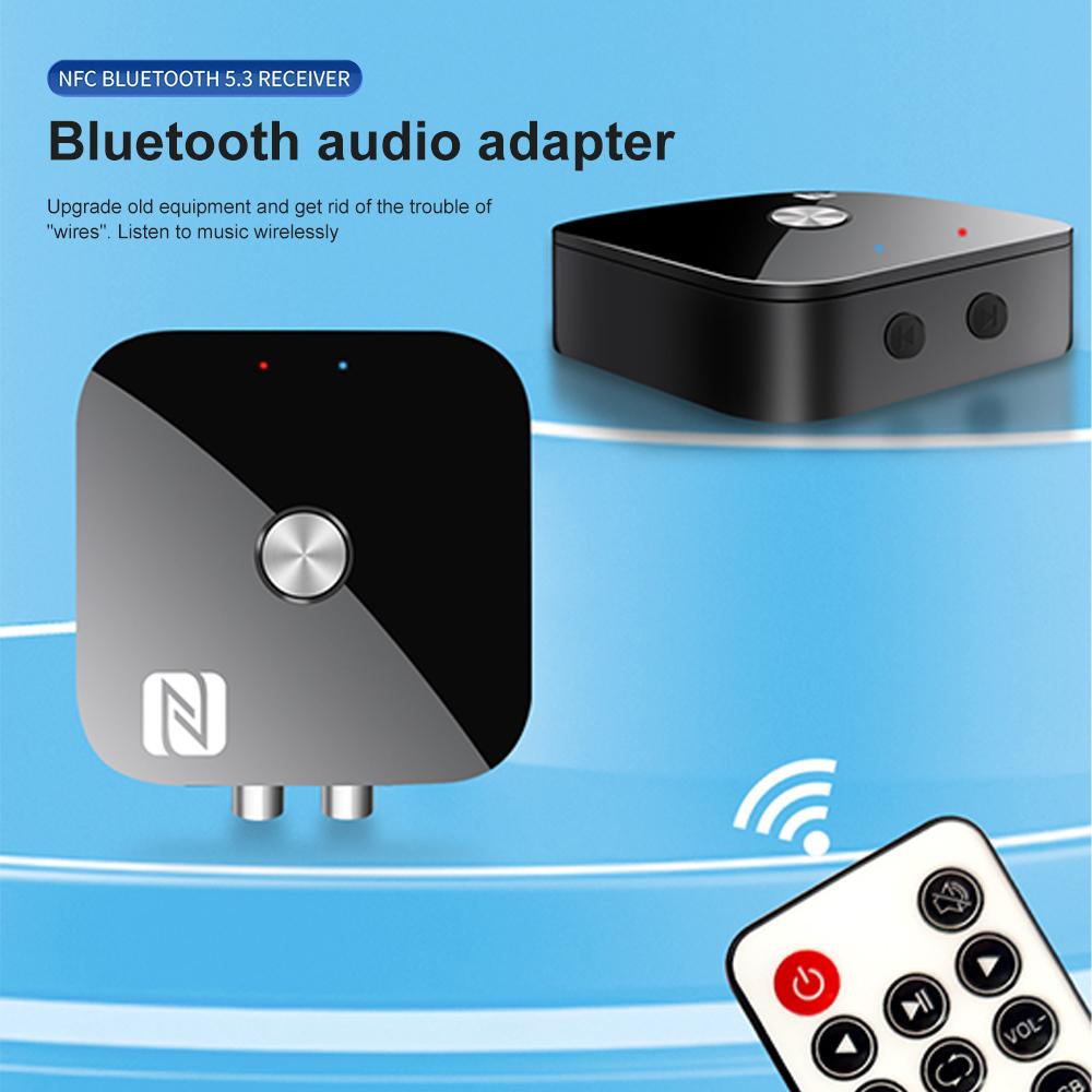 NFC Bluetooth Receiver 2RCA PD 3.5mm Jack Aux Wireless Adapter with Remote Control Car Bluetooth 5.3 Audio Receiver for TV