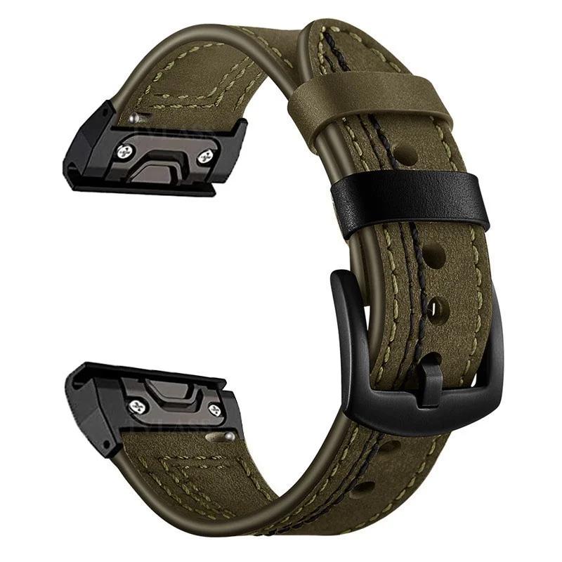Ремешок из натуральной кожи 22 мм 26 мм для Garmin Fenix 8X 7X Pro 6X 5X Plus Tactix 8 7 AMOLED Epix Pro 51 мм Instinct 2X Quickfit Strap