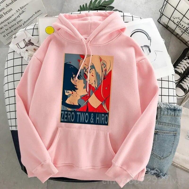 DARLING In The FRANXX Zero Two Толстовка Женская Harajuku Уличная одежда с длинным рукавом Эстетическая толстовка Пуловер Хлопковый свитшот Унисекс Толстовка
