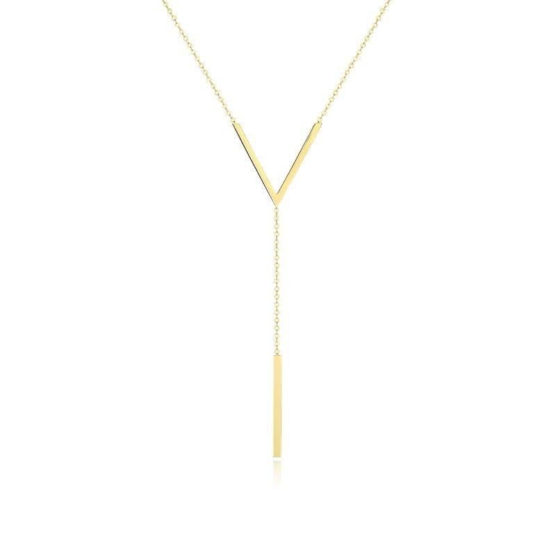 New V-shaped Long Sexy Clavicle Necklace Gold Colour Chain Necklace Choker for Women 2023 Fashion Jewelry Party Gifts