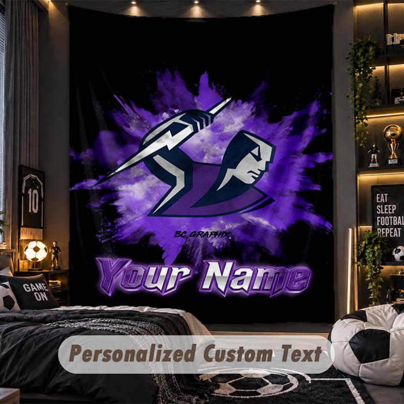 TapestryMelbourne Storm Custom Name Text Personalized Wall Hanging Tapestry Home Wall Decor