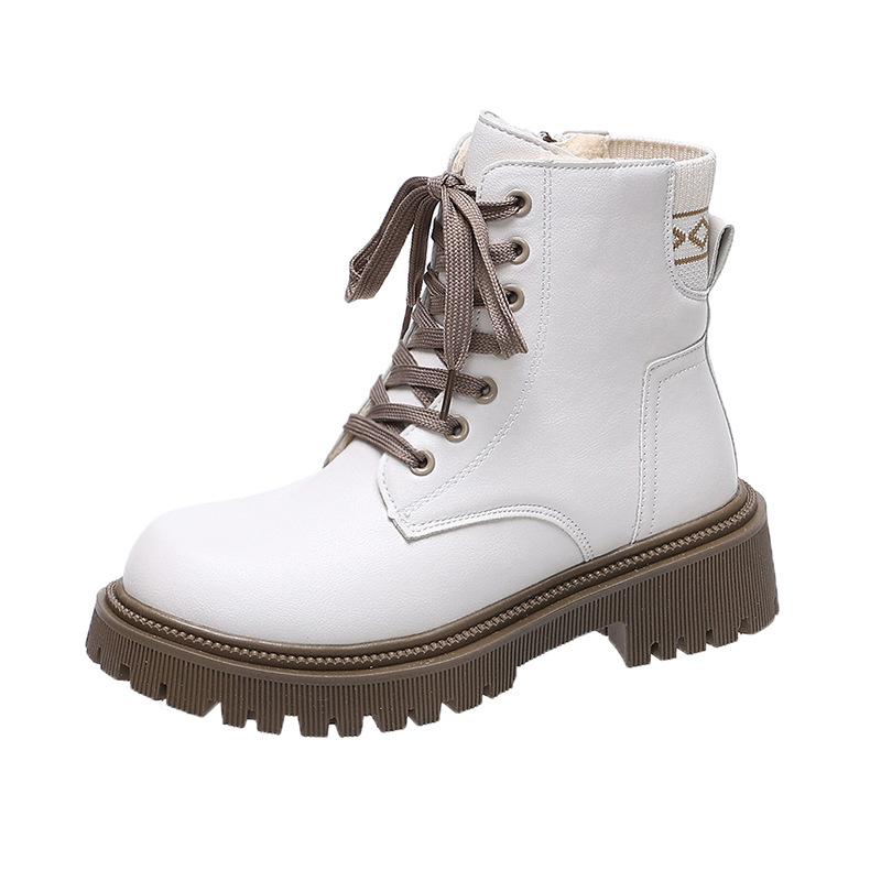 Женские ботинки Мартин, новые зимние бархатные кожаные ботинки на шнуровке, женская платформа, модные короткие ботинки в британском стиле для женщин