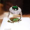 New High End Group Inlaid Zircon Temperament Emerald Emerald Simulated Green Tourmaline Color Treasure Open Ring for Women  Movable Finger Ring
