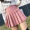 Women Mini Pleated Skirt Casual Loose Plaid Skirt Korean Style A-Line Skirt High Waist Skirt