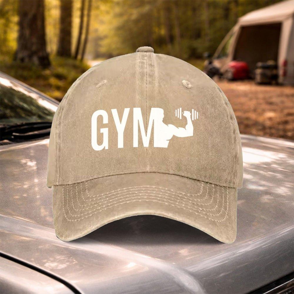Vintage Washed GYM Fitness Power Baseball Cap Adjustable for Weddings Festivals Cycling Camping Golf
