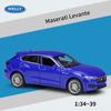 Масштаб 1/36 Welly Maserati Levante, модель автомобиля из сплава, литье под давлением, металлические игрушечные автомобили, модель автомобиля, коллекция высокой имитации, детские подарки