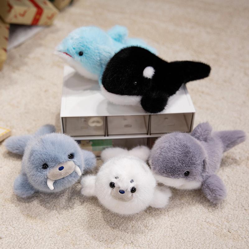 Cute Marine Animals Shark Seal Doll Plush Toy Killer Whale Dolphin Doll Children Soothing Doll
