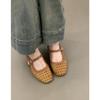 Inner Heightening Version 2025 Retro Woven Hollowed-out Word with Thick Heel Bag Head Half Slippers Women's Sandals Muller Mary Jane