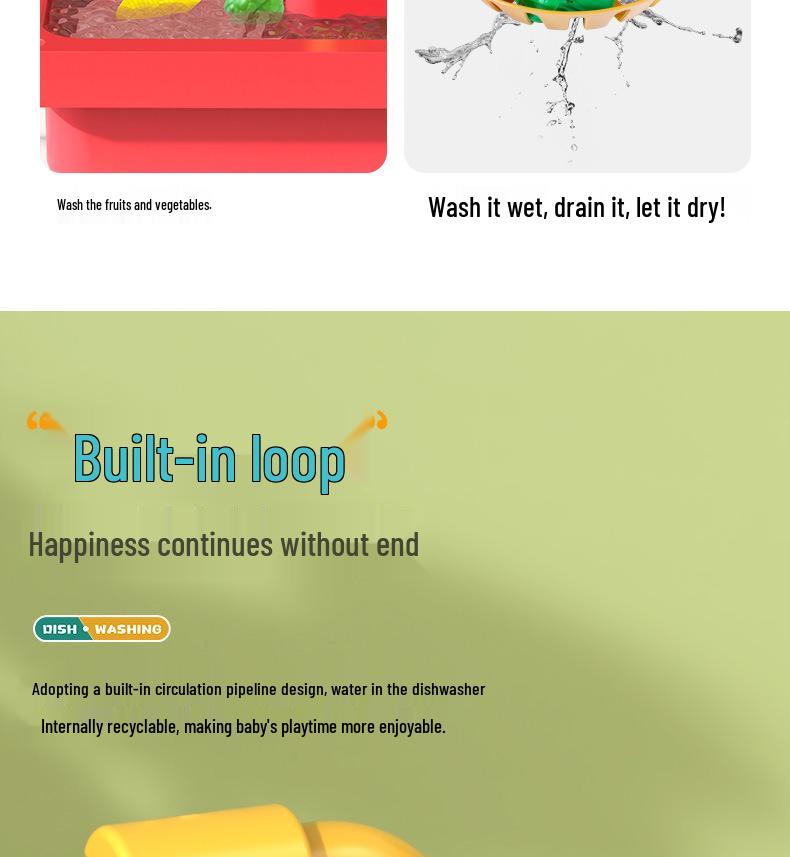 Мини-кухонный игровой набор для девочек: Игрушки для мытья посуды, стола, раковины и фруктов для детей 2-3 лет