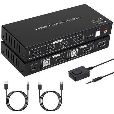 HDMI USB Switcher PC 2 Selector SW201 KVM Switcher 4K 60Hz Switcher Keyboard Mouse USB HDD Sharing HDMI 2 Входа 1 Выход USB B 2 Входа 4 Выхода USB