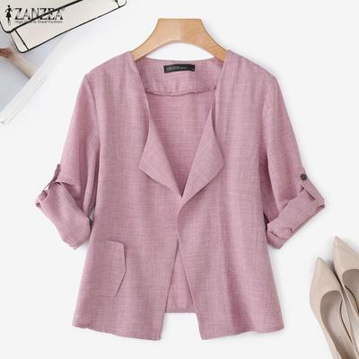 Женский повседневный однотонный тонкий кардиган-блузка с длинным рукавом