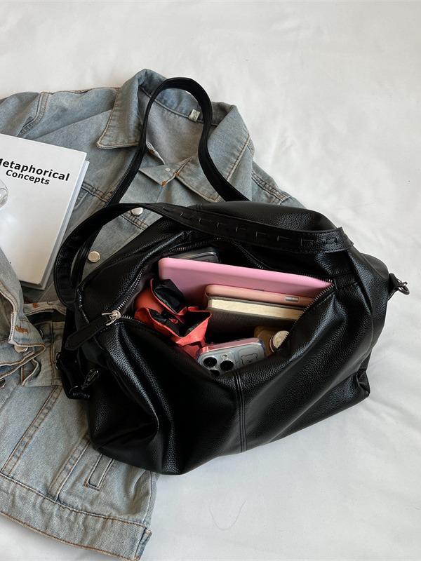 Вместительная женская однотонная модная сумка-тоут на плечо в корейском стиле