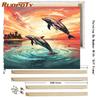 RUOPOTY Рамка «сделай сам», картина по номерам, дельфины, животные, картина по номерам, ручная роспись, акриловая краска на холсте для подарка «сделай сам», 40x50 см