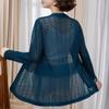 Summer Women's Knitted Jacket Solid Color Cutout Open Front Knitted Cardigan Thin Sunscreen Shawl