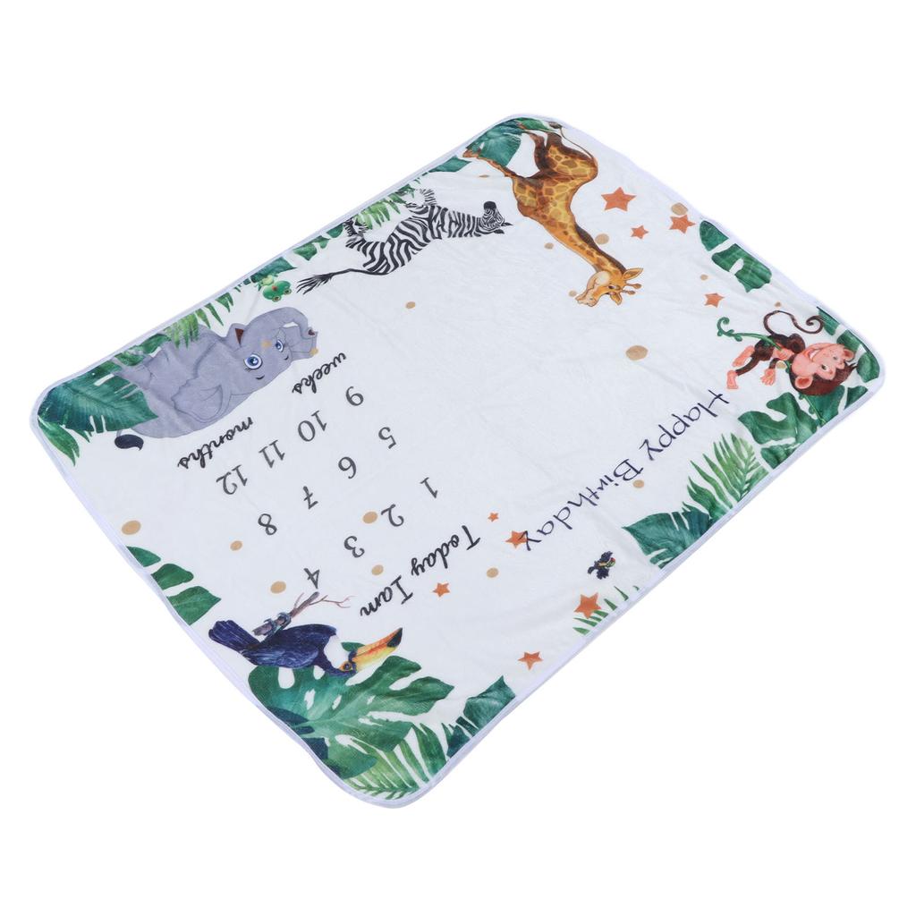 Baby Milestone Blanket Polyamide Fiber Jungle Animal Pattern Baby Monthly Blanket for Infant