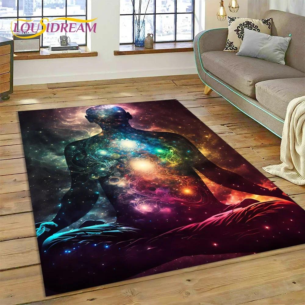 3D ковер для йоги, медитации, Радуги, 7 чакр, ковер для спальни, гостиной, домашний диван, украшение, детская игра, большой декор, напольный коврик