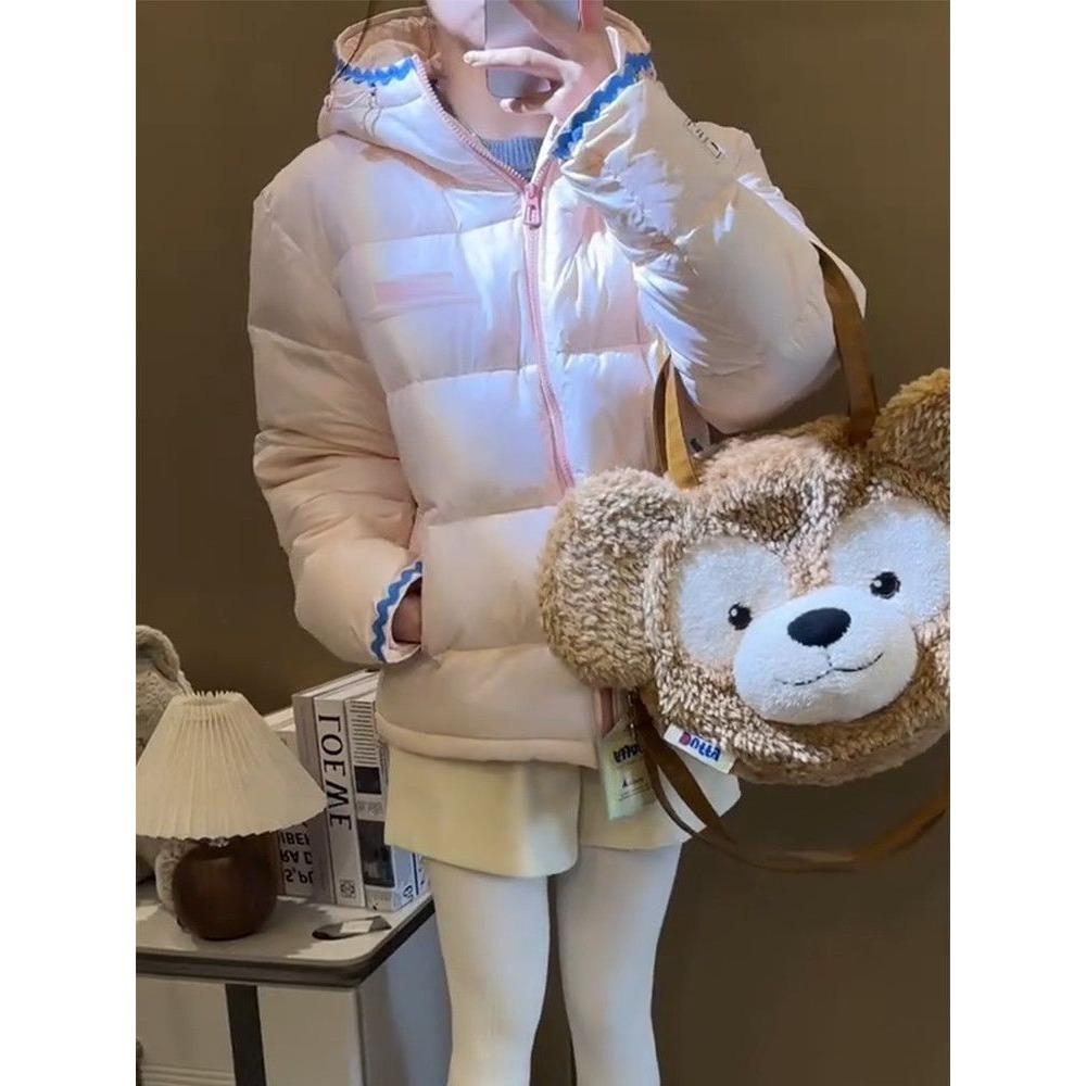 College sweet wind pink hooded cotton clothes keep warm loose casual versatile winter atmosphere design cotton clothes